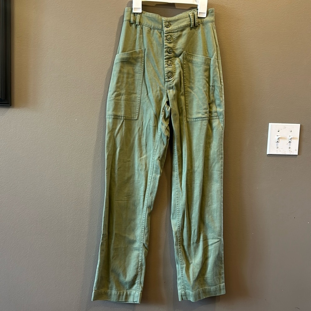 Urban Outfitters High Waisted Button Fly Olive Green 100% Cotton -  Size 0
